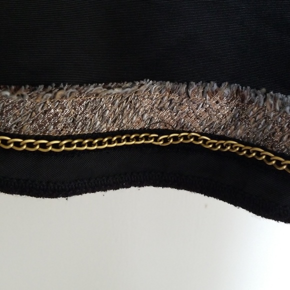 EUC BCBGMaxAzria Pleated Black Skirt with Gold Trim - Picture 3 of 4